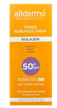 Alldermo Spf50+ Kolajen Güneş Koruyucu Yüz Kremi 50 ml - Alldermo