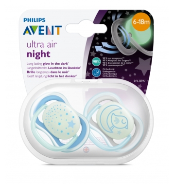Avent SCF376/21 Ultra Air Karanlıkta Parlar Emzik 6 - 18 Ay Erkek - Philips Avent