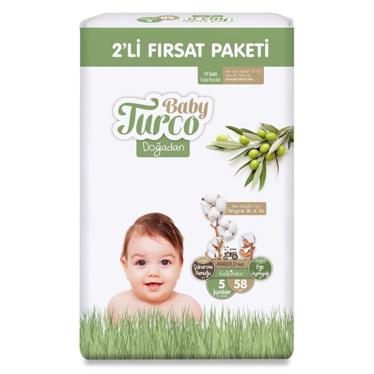 Baby Turco Doğadan Fırsat Paketi 5 Junior Numara 58 Adet - 1