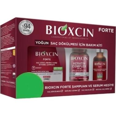 Bioxcin Forte Saç Bakım Kiti Yoğun Saç Dökülmesi İçin (300 ml Şampuan & 50 ml Serum & Keratin Complex 60 Tablet) - Bioxcin