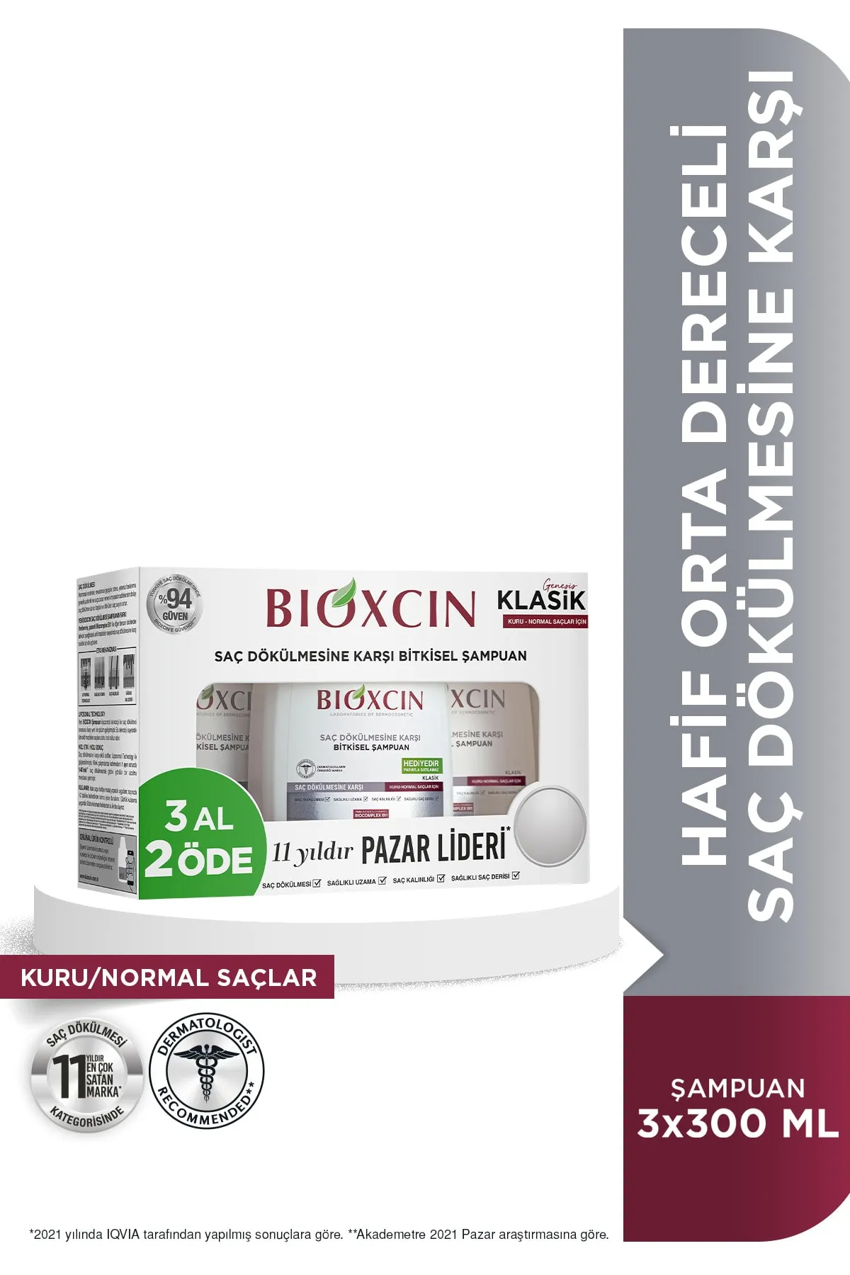 Genesis Şampuan Kuru Normal Saç 300ml 3 al 2 öde - Bioxcin