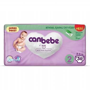 Canbebe Bebek Bezi Jumbo Paket No: 2 3-6 kg 36'lı - canbebe