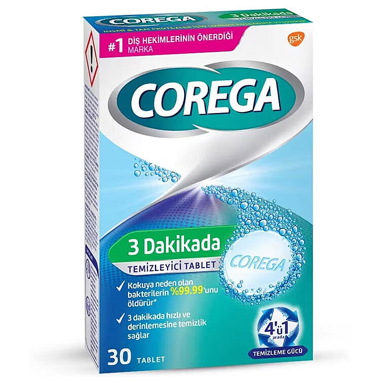 Corega Diş Protezi Temizleyici Tablet (30 Tablet) - 1