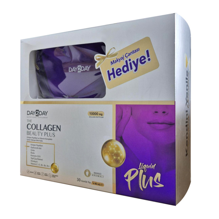 Day2Day The Collagen Beauty Plus Mango Aromalı 30 Tüp x 40 ml Makyaj Çantası Hediye - 1