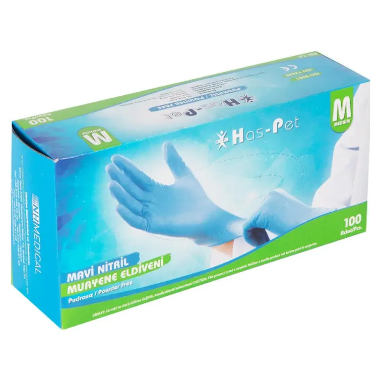 Has-pet Nitril Eldiven Mavi M 100'lü Paket - 1