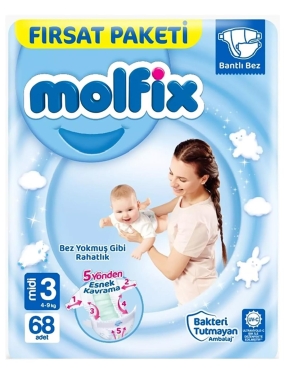 Molfix Bebek Bezi Fırsat Paketi 3 Beden 4-9 Kg 68 Adet - Molfix 