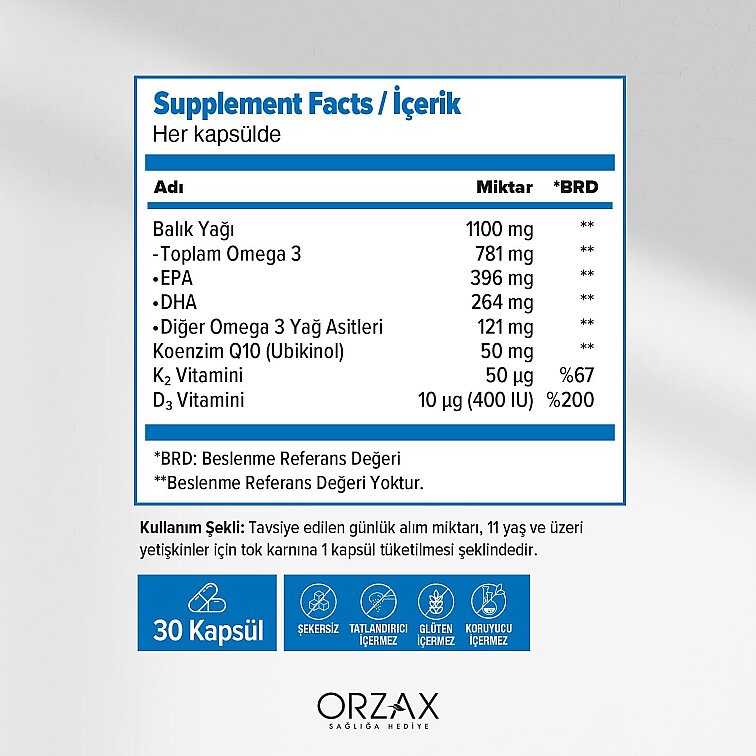 Ocean Pulse Omega 3- Vit K2 - Vit D3 -Ubiquinol 30 Kapsül - 4