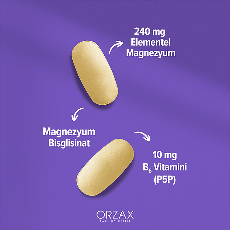 Orzax Ocean ExtraMag Magnezyum Bisglisinat + P5P Takviye Edici Gıda 60 Tablet - 2
