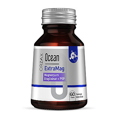 Orzax Ocean ExtraMag Magnezyum Bisglisinat + P5P Takviye Edici Gıda 60 Tablet - Orzax Ocean