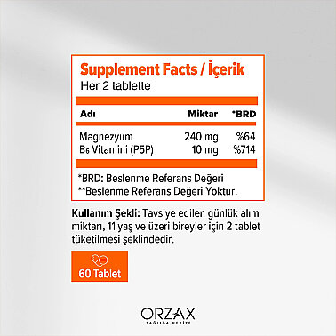 Orzax Ocean ExtraMag Magnezyum Malat + P5P Takviye Edici Gıda 60 Tablet - 4