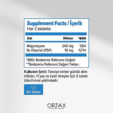 Orzax Ocean ExtraMag Magnezyum Taurat+P5P Takviye Edici Gıda 60 Tablet - 3