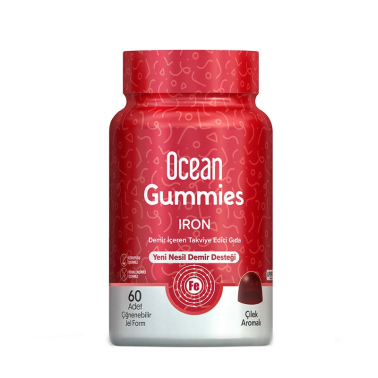 Orzax Ocean Gummies Iron Demir İçeren Takviye Edici Gıda 60 Adet Çİğnenebilir Jel Form - Orzax Ocean
