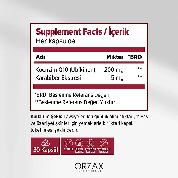 Orzax Ocean Koenzim Q10 200 mg Ubikinon 30 Kapsül - 2