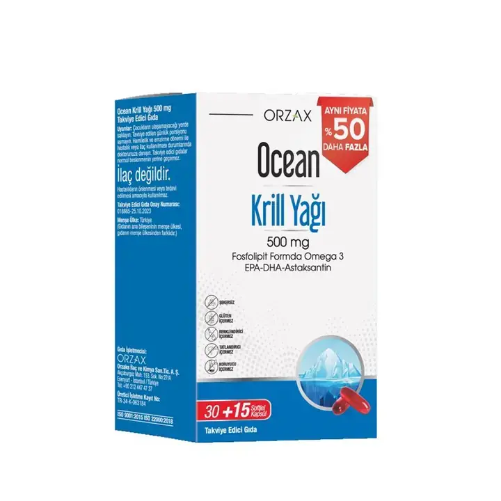 Orzax Ocean Krill Oil 500 mg 45 Kapsül - 1