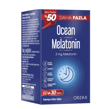 Orzax Ocean Melatonin Takviye Edici Gıda 60+30 Tablet - Orzax Ocean