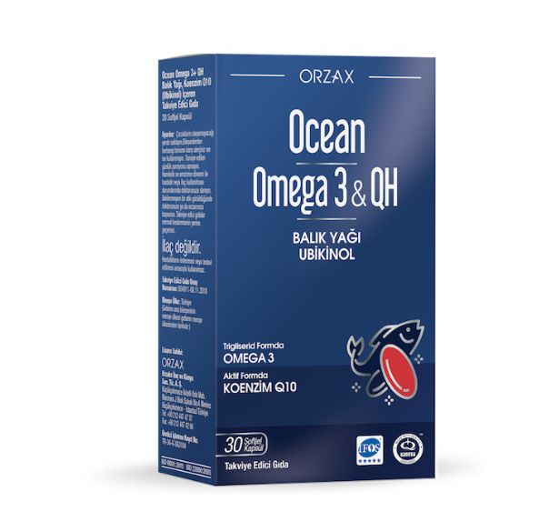 Orzax Ocean Omega 3 & QH Takviye Edici Gıda 30 Kapsül - 1