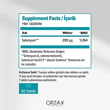 Orzax Ocean Selenyum 200 mcg Yüksek Doz 60 Tablet - 2
