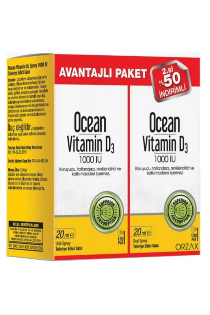 Orzax Ocean Vitamin D3 1000 IU 2 x 20 ml - Orzax Ocean