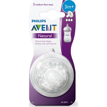 Avent Natural Biberon Emziği Orta Akış 3 Ay+ 2'li - Philips Avent