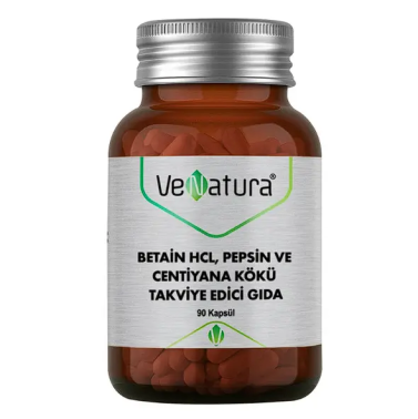 VeNatura Betain HCL, Pepsin ve Centiyana Kökü Takviye Edici Gıda 90 Kapsül - VeNatura