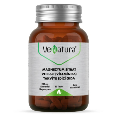 VeNatura Magnezyum Sitrat ve P-5-P (Vitamin B6) Takviye Edici Gıda 60 Tablet - VeNatura